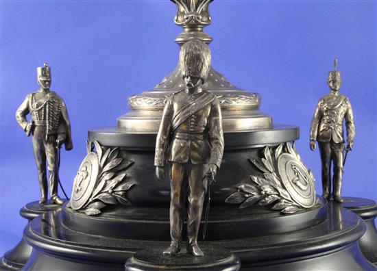 An impressive Victorian silver presentation centrepiece gifted to Colonel Vincent Williams.